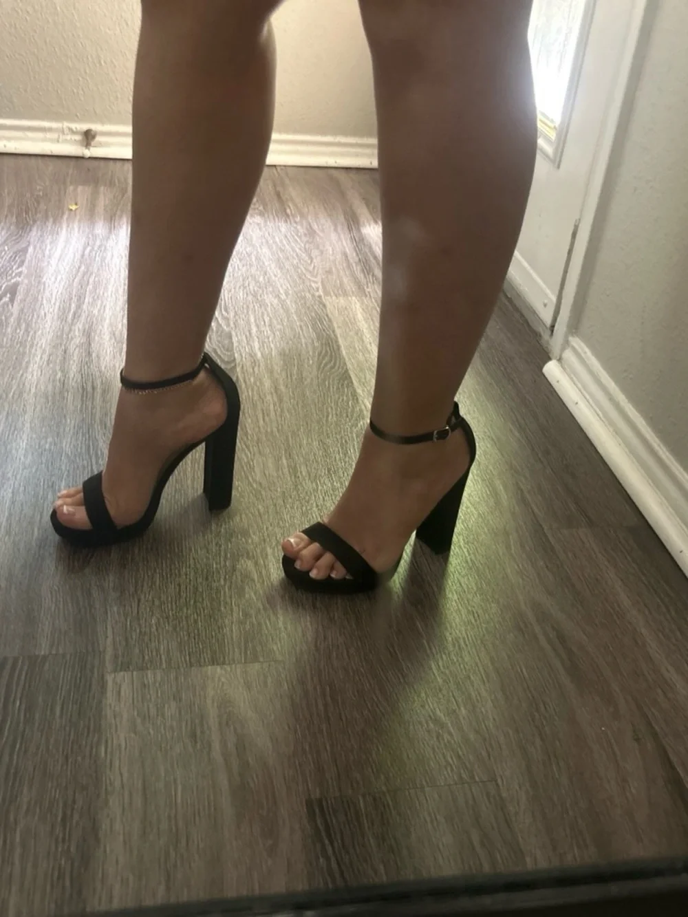 Windsor Black Suede Two-Strap Block Heel Sandals
